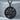 Rooster Medallion Pendant, black rhodium, product photo on stone stand