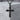 Black Cross Pendant, black rhodium, front view on stone pedestal