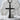 Rustic Latin Cross Pendant in black rhodium, front view on stone display