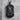 Saint Jude Thaddeus Pendant, black rhodium, front view on stone pedestal