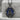 Santa Muerte Blue Enamel Pendant in black rhodium, product photo