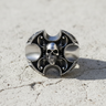 Handcrafted 925 sterling silver skull ring with oxidized finish and intricate baroque scrolls