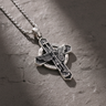 925 sterling silver St. Michael cross pendant with detailed wings and protect us inscription