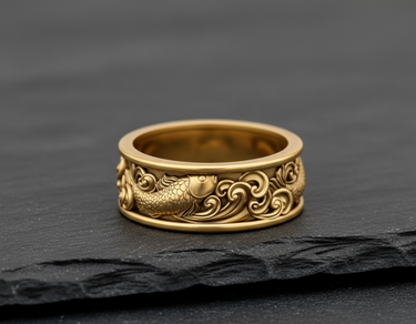 Silver Koi Wave Ring