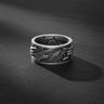 925 sterling silver rock guitar ring featuring electric bass and guitar relief on dark stone background