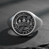 925 sterling silver Templar Masonic ring featuring Cross and Crown symbol and Latin motto In Hoc Signo Vinces