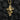 Front view of silver religious cross necklace with praying hands and oxidized finish details