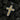 Angled view of sterling silver cross pendant featuring gold floral inlay and pave stone edging on dark background