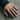 Double Hammerhead Shark Bypass Ring, oxidized silver, worn on model hand