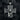 Ave Maria Cross Pendant, oxidized silver, front view on charcoal display