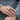 Virgin Mary Praying Hands Ring, oxidized silver, worn on model hand