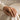 Ionic Column Ring, gold vermeil, worn on model hand