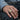 Scroll Jesus Christ Ring, oxidized silver, worn on model hand