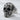 Baroque Wave Skull Ring, oxidized silver product view