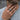 Eastern Star Moonstone Crescent Ring, oxidized, worn on model hand