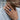 Lapis Wolf Ledge Ring, oxidized, worn on model hand