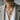 Eastern Star Quartz Ribbon Pendant, oxidized silver, worn on neck on model