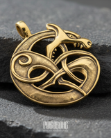 Angled view of Viking wolf amulet showing thick durable metal loop and textured fur details for men