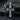 Silver orthodox cross pendant with industrial bolt details and black background on silver chain