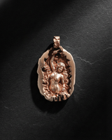 Rose gold plated Silver Self Made Woman Pendant showing figure sculpting herself from stone