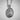 Saint James Pilgrim Pendant, polished silver, front view against white wall
