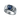 Close-up of modern 925 sterling silver blue sapphire ring with geometric side stone accents on white background.
