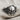 Rosette Skull Ring, oxidized finish, angled perspective