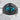 Turquoise dragon eye ring, black rhodium, front view on stone pedestal