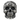 Acanthus leaf skull ring, oxidized silver, front view on white background