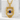 Lapis Dragon Pendant, gold vermeil, front view on stone pedestal