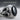 Ram Skull Hematite Shoulder Ring, oxidized silver, close-up of ram skull relief and hematite