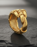 Detailed close-up of crow claw ring design showing sharp talon texture and wrap-around style fit for men