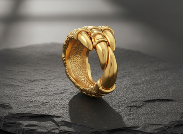 Detailed close-up of crow claw ring design showing sharp talon texture and wrap-around style fit for men