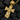 Angled view of gold-plated Orthodox cross pendant showing thickness and intricate saints detail on dark background