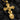 Gold plated religious cross pendant with decorative budded ends and intricate textures