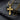 Gold plated orthodox cross necklace with intricate religious detailing and contrasting black center