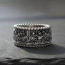 Oxidized 925 sterling silver Last Supper band ring showing intricate figures of apostles and table setting