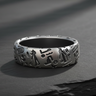 Handcrafted 925 sterling silver ring with oxidized ancient Egyptian hieroglyphs and matte finish