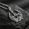 925 sterling silver Lilith Sigil Pendant with blue opal pentagram and intricate rose details on black stone surface