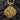 14K gold vermeil orthodox cross pendant featuring Jesus crucifixion and saints on dark stone background