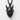 Fanged Oni Mask Pendant, black rhodium plated, front view against light textured surface
