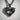 Dolphin Heart Pendant, black rhodium plated, front view with dark metallic finish