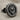Hittite Sun Disk Earring, black rhodium plated, angled front view