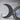 Moonstone Triple Moon Pendant in oxidized silver, close-up of left crescent moon detail
