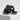 Interlocking holding hands ring in black rhodium, front view