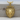 Crowned Lion Shield Pendant, gold vermeil, front view on wood display