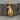 Eagle Wing Wolf Pendant, gold vermeil, front view on wood base