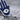 Hamsa Cobalt Stud Earring, oxidized silver, close-up of blue enamel palm and eye