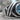 Blue Topaz Crossrib Ring, oxidized silver, close-up of gemstone and crossribs