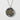 Front view of the oxidized silver Japanese kanji pendant showing the textured disc and raised gold vermeil lettering